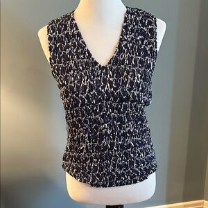 Evereve Navy and beige V Neck Blouse